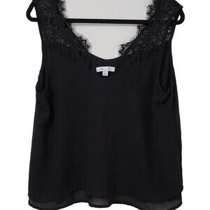 She Sky Top Large Black Lace Sleeves Blouse Dressy V Neck
